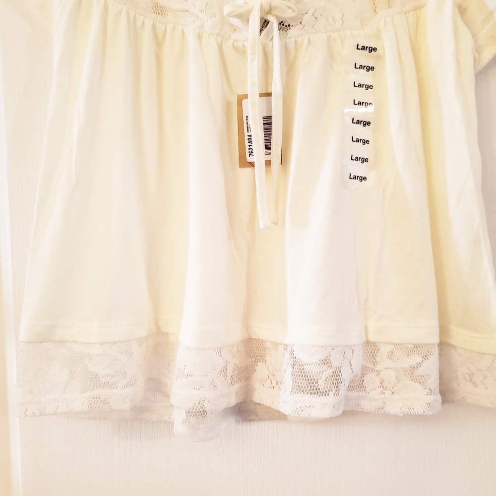 🚫SOLD🚫American Rag Short Sleeve Top Egret L NWT L - Picture 4 of 9